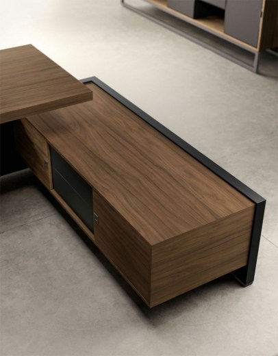 Bureau de Direction BOLD58 Leaven avec Meuble de Service à Droite - Référence 4930 BD A - Mélaminé anti-rayures et anti-reflets_2