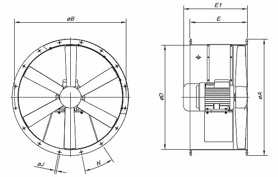 HCT-35-2T/ATEX - Ventilateur hélicoïdal ATEX - RECER - Débit 5750 m³/h - 0,37 kW_2