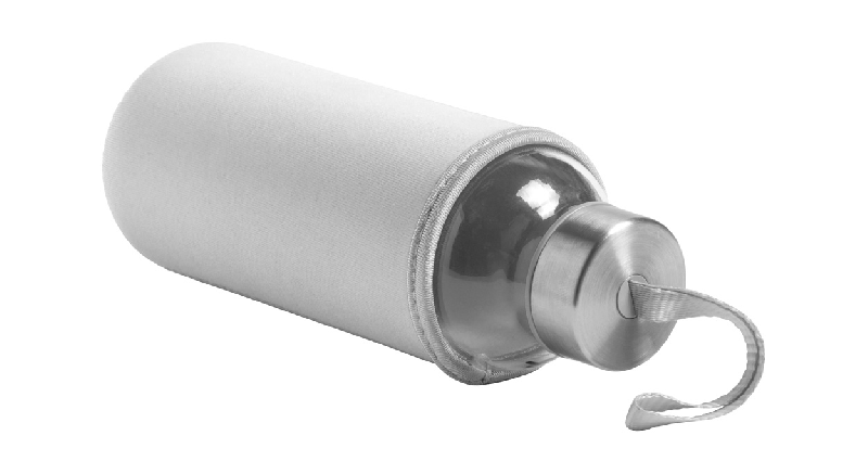 Gourde de sport en verre 420 ml - néoprène rouge avec dragonne_2