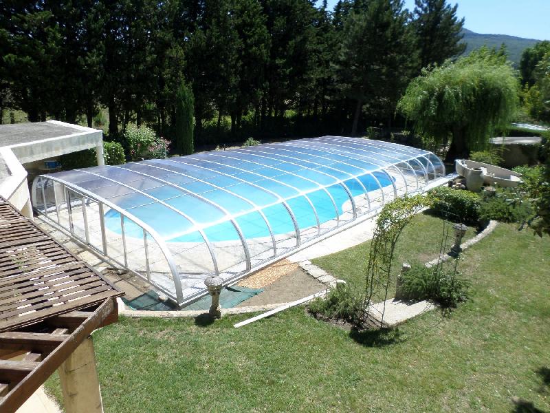 Abri piscine semi-haut télescopique manuel en polycarbonate et aluminium - modèle Prestige 1,79m_2