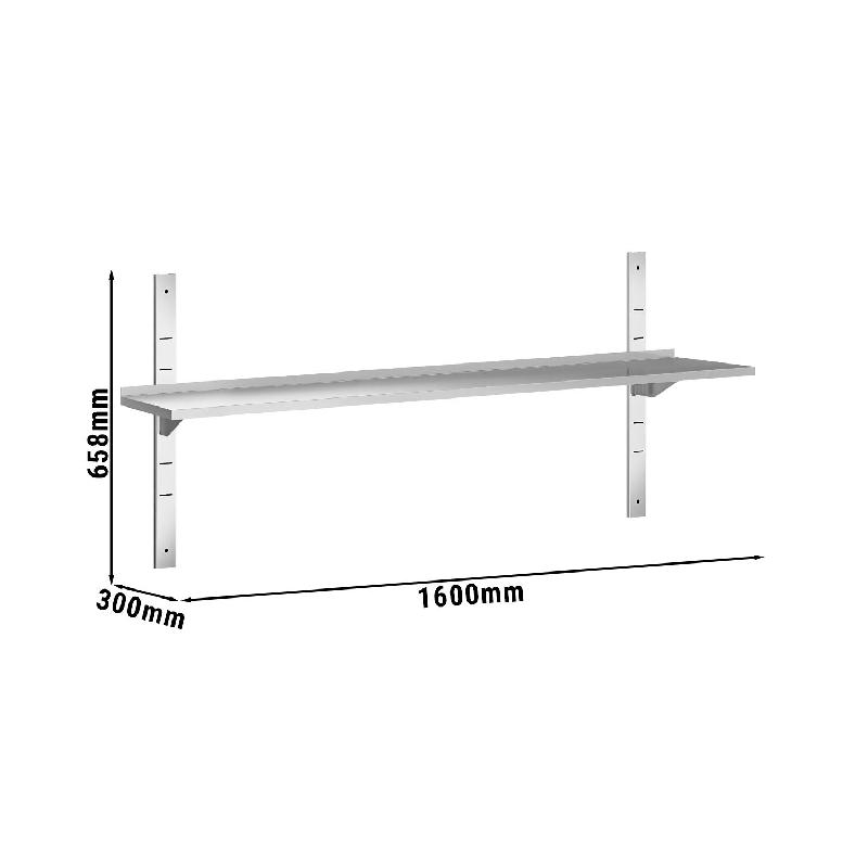 Etagères murales en inox 1 niveau Profondeur 300 mm - 1600_2