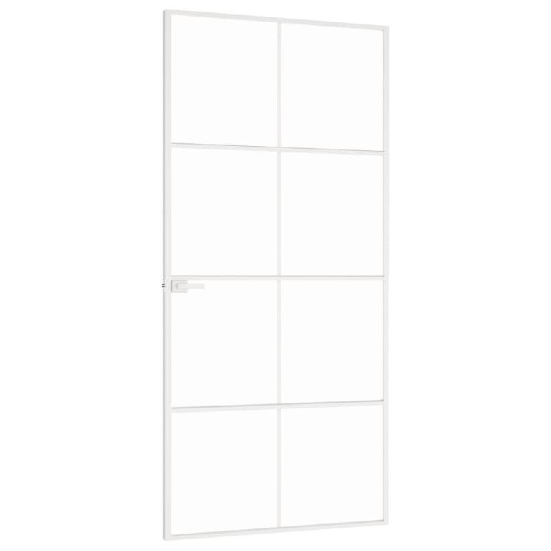 Vidaxl porte d'intérieur blanc 93x201,5 cm trempé verre aluminium fin 153672_2