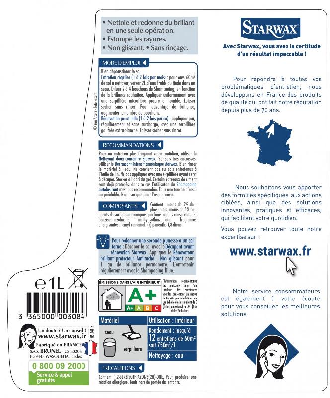 Shampooing autolustrant sol STARWAX 1 L - Sans rinçage - Pour carrelage, PVC, parquet et sols plastiques_2