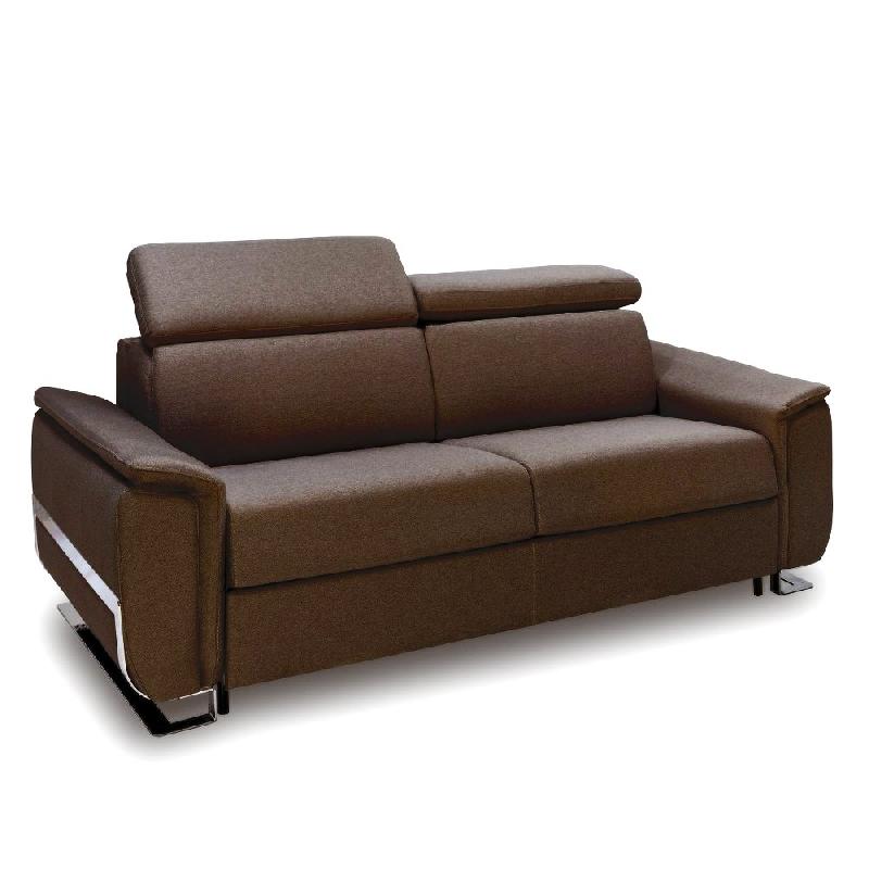 Canapé convertible express Réaumur 140cm - Matelas 16cm - Pieds luge - Polyuréthane marron - Fabrication italienne_2