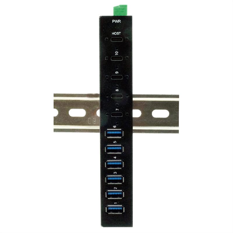 EXSYS EX-12290HMS HUB métallique 10 ports USB 3.2 Gen 2x1, 4x USB-C et 6x USB-A 3.2 Gen 1, pour table, mur et rail DIN_2