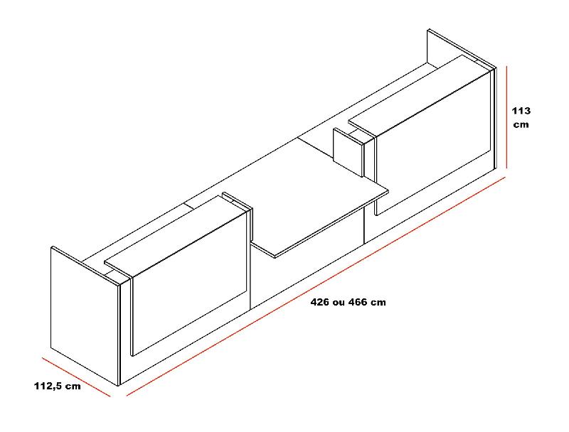 Grande banque d'accueil Z2 finition coloris bois - Officity - Blanc mat, Wengé, 426_2