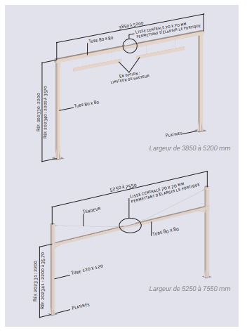 Portique en tube d'acier fixe ou réglable de 2200 mm à 3570 mm - Hauteur hors sol et largeurs de voie variées_2