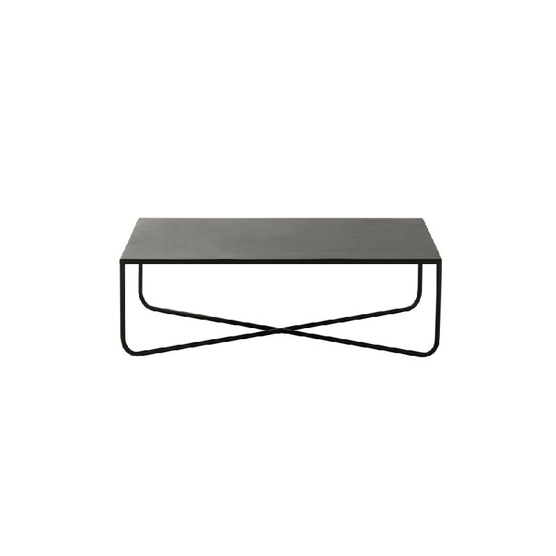 Table basse Dezi - pied croix en métal noir - design moderne et épuré_2