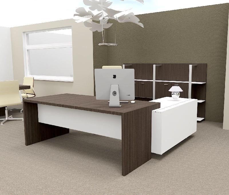 Bureau d'angle T45 avec desserte - Quadrifoglio - 212, Gauche, Eucalyptus et blanc_2