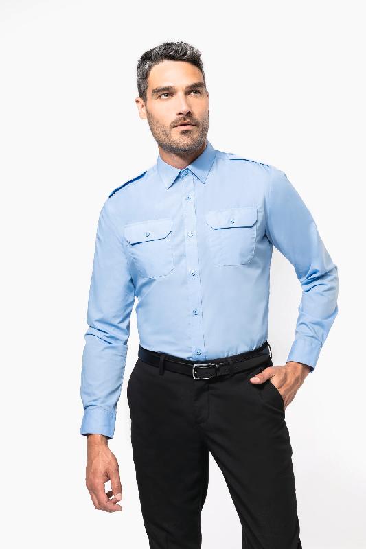 Chemise pilote manches longues homme - Réf: K505 - Kariban - 65% polyester / 35% coton_2