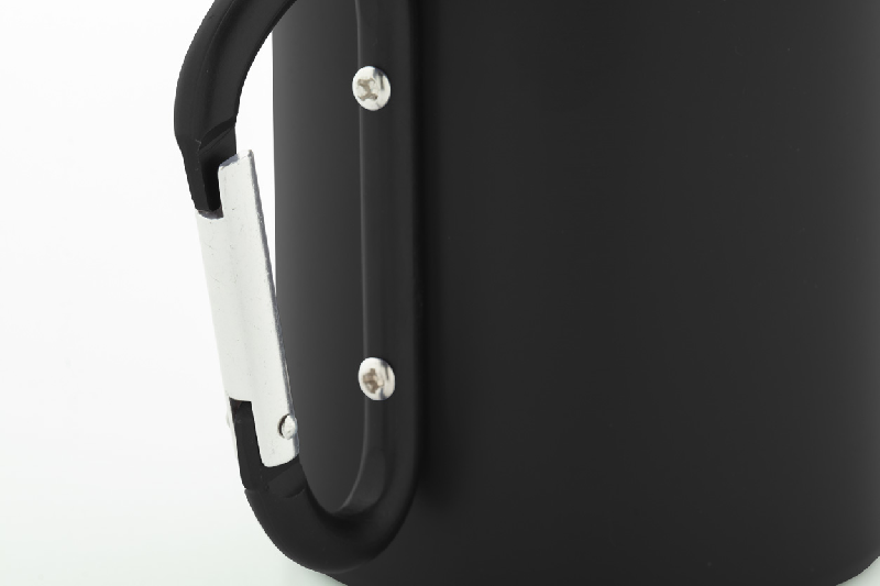 Mug thermos à double paroi en acier inoxydable recyclé - poignée mousqueton - 300 ml - couleur noire_2