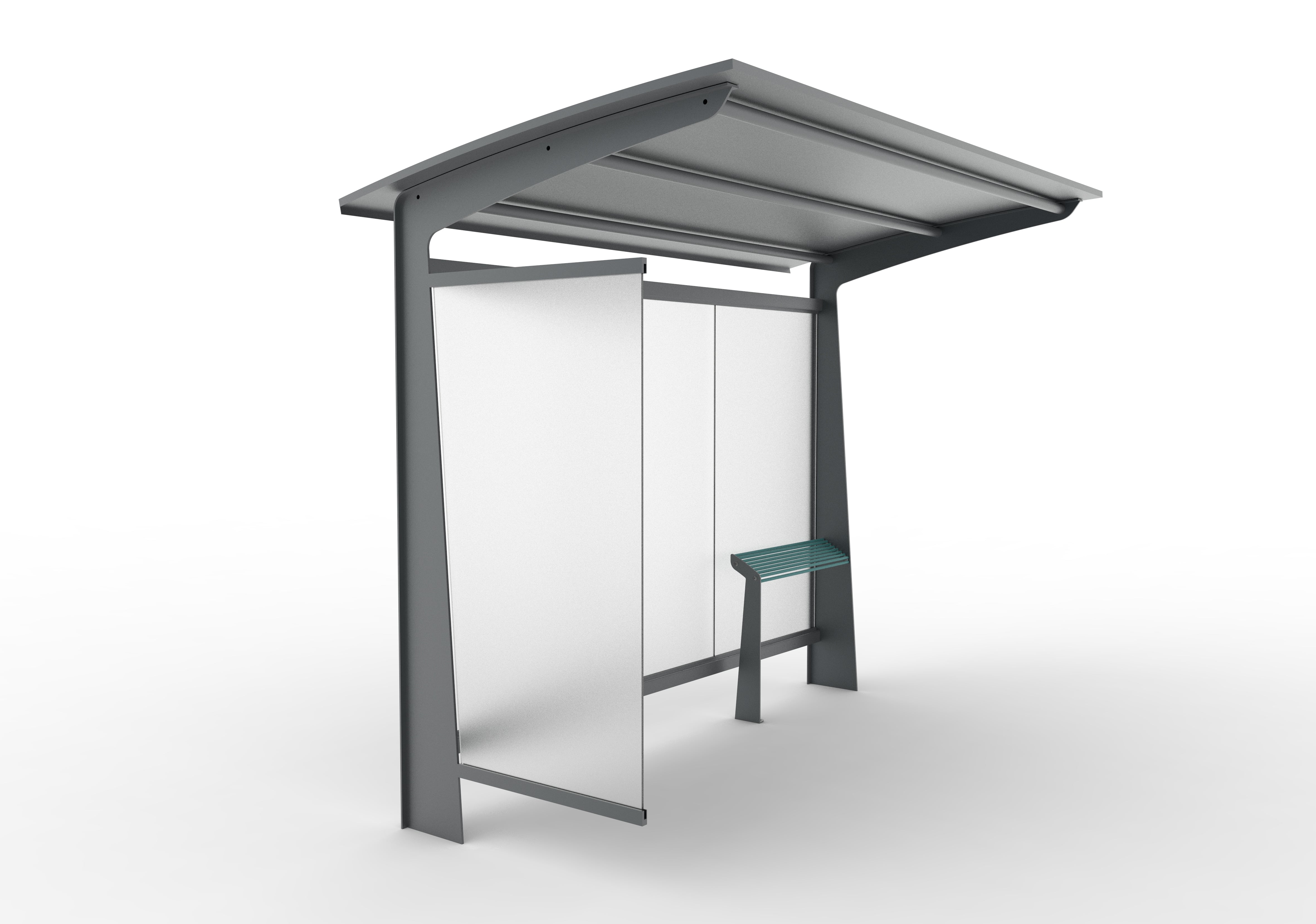Abri bus tub / structure en acier / bardage en verre trempé / avec banc assis-debout / 300 x 178.8 cm_0