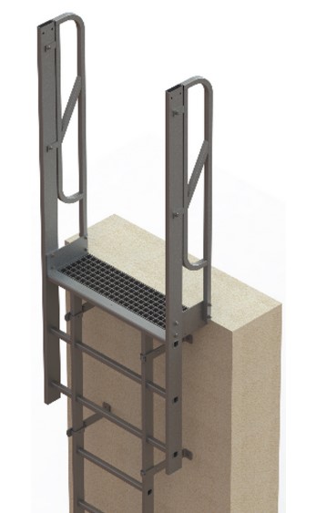 Kit échelle à crinoline en aluminium - Hauteur 4000mm - Sortie de face - Norme NF E85 016_2