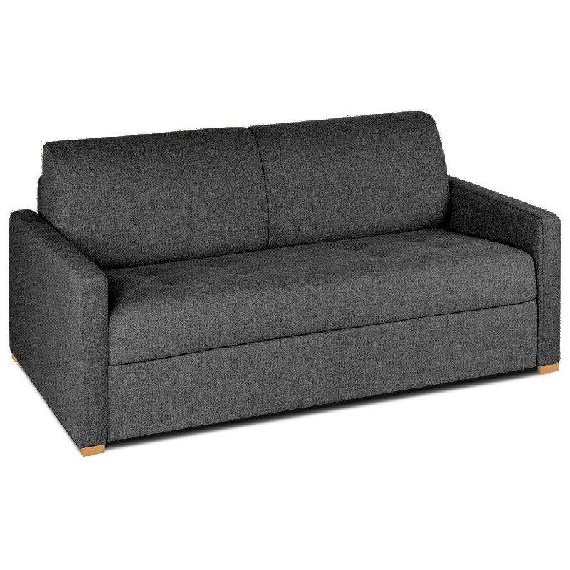 Canapé convertible express Birdy 140cm - Matelas 16cm - Mono assise capitonnée - Tweed gris graphite - Ouverture en quelques secondes_2