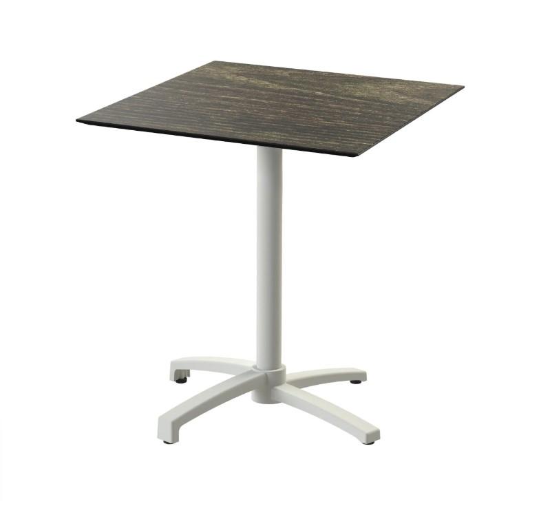 X Cross table de bistrot avec piètement sable + plateau HPL Riverwashed Wood 70x70 cm_2