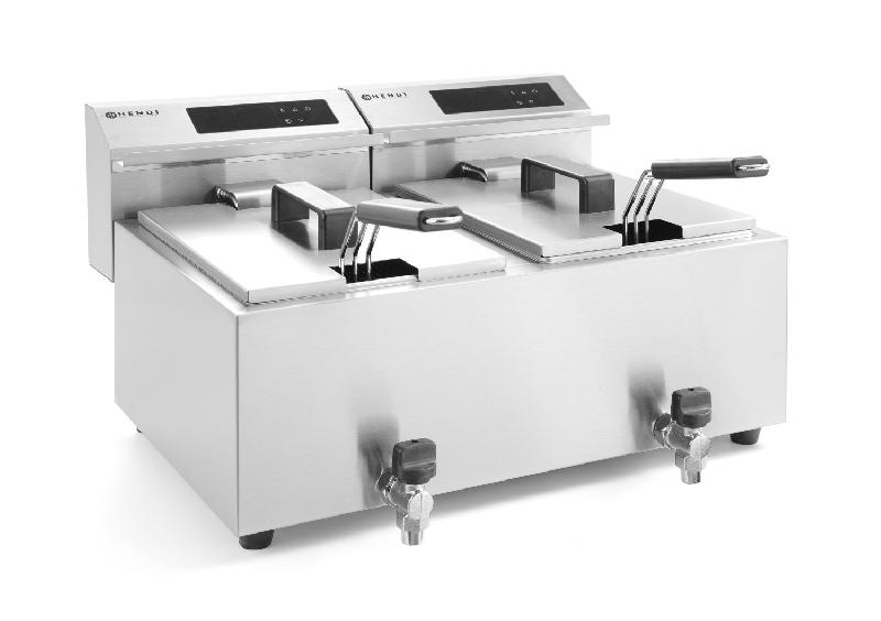 Friteuse Profi Line avec robinet de vidange numérique 2x8L 230V HENDI_2