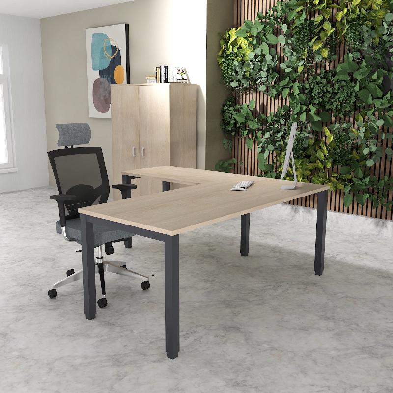 Bureau d'angle Tempo - Mobel Linea. - 180, Anthracite, Non_0