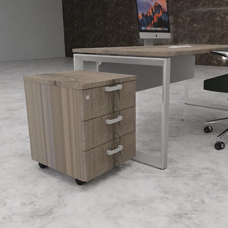 Caisson à roulettes 3 tiroirs uni - MOBEL LINEA - Chêne grisé_2