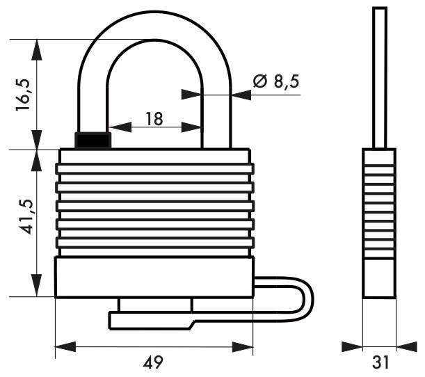Cadenas à clé Bumper 45 mm - Corps acier zingué PVC - Rouge - Réf. 00002832 - THIRARD_2