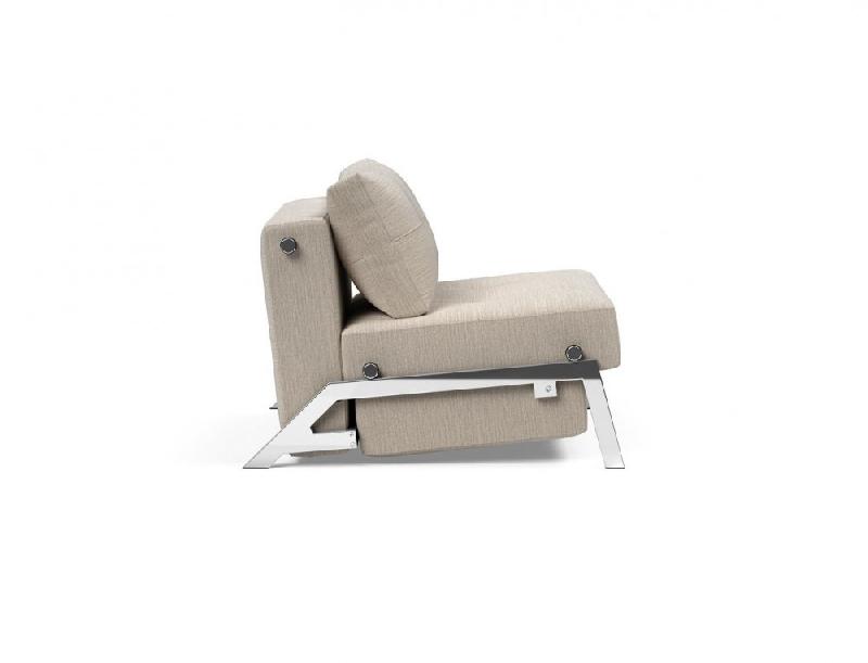 Innovation Living - Fauteuil convertible design Cubed 02 Chrome Blida Sand Grey - Lit 90x200 cm_2