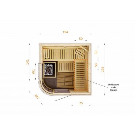Cabine de sauna arrondie 194x194x199 - Poêle HARVIA VEGA 8KW à commande déportée_2