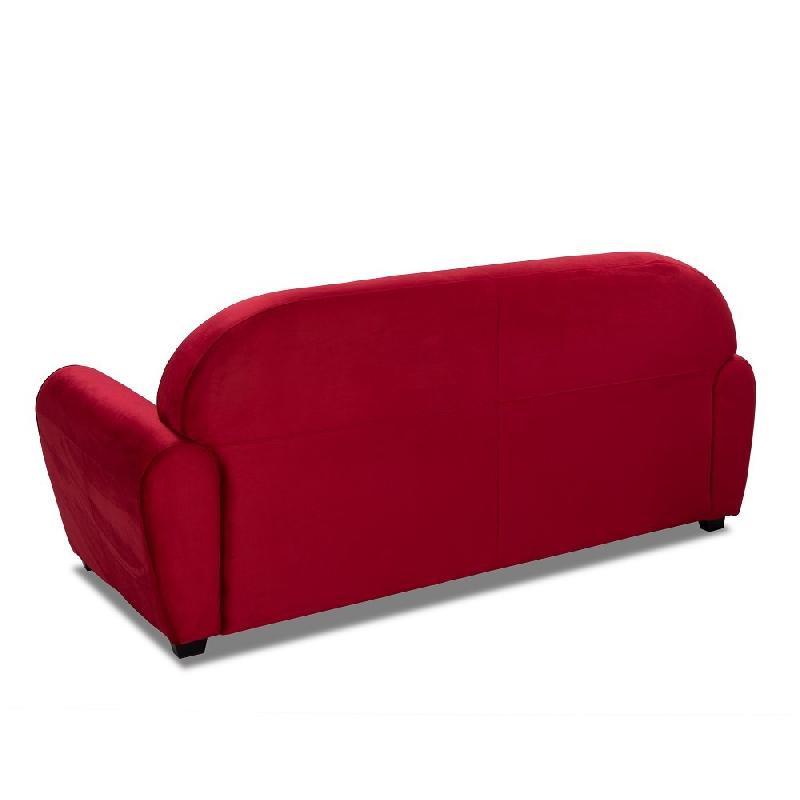 Canapé fixe club 3 places en velours rouge - design vintage anglais - fabrication italienne_2