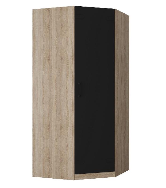 Composition lit escamotable style industriel KEY - Bi-ton chêne noir mat 90x200 cm avec angle dressing et bibliothèques_2