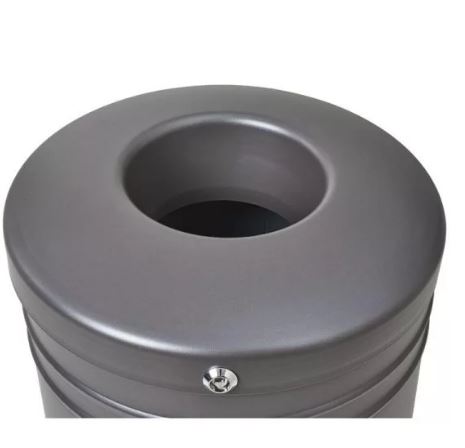 Corbeille Guyenne sur pied latéral 40 litres avec cendrier - acier, verrouillage par clé triangle_2