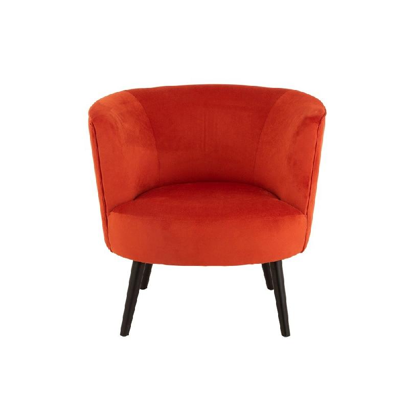 Fauteuil Dulzura - Structure en bois antique et textile orange - L80 x H75 x P70 cm_2