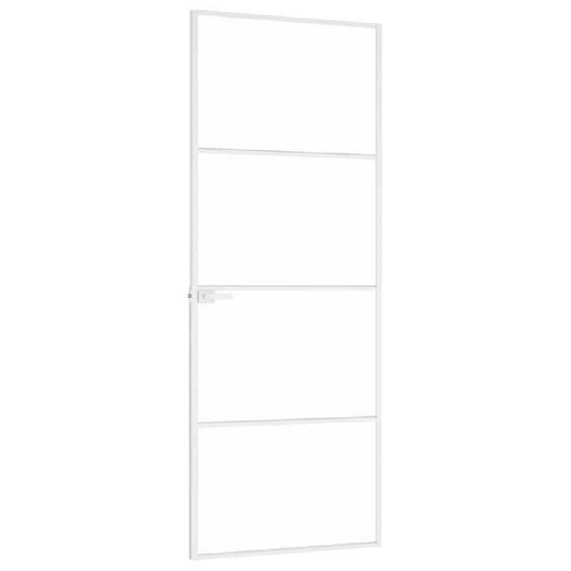 Vidaxl porte d'intérieur blanc 76x201,5 cm trempé verre aluminium fin 153666_2