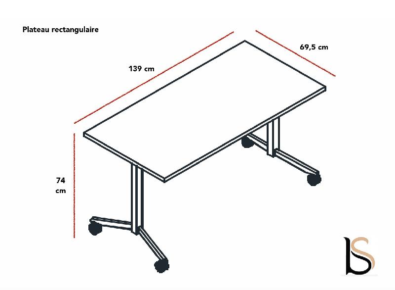 Table abattante polyvalente avec plateau rectangulaire - MDD - 139 x 69,5 cm_2