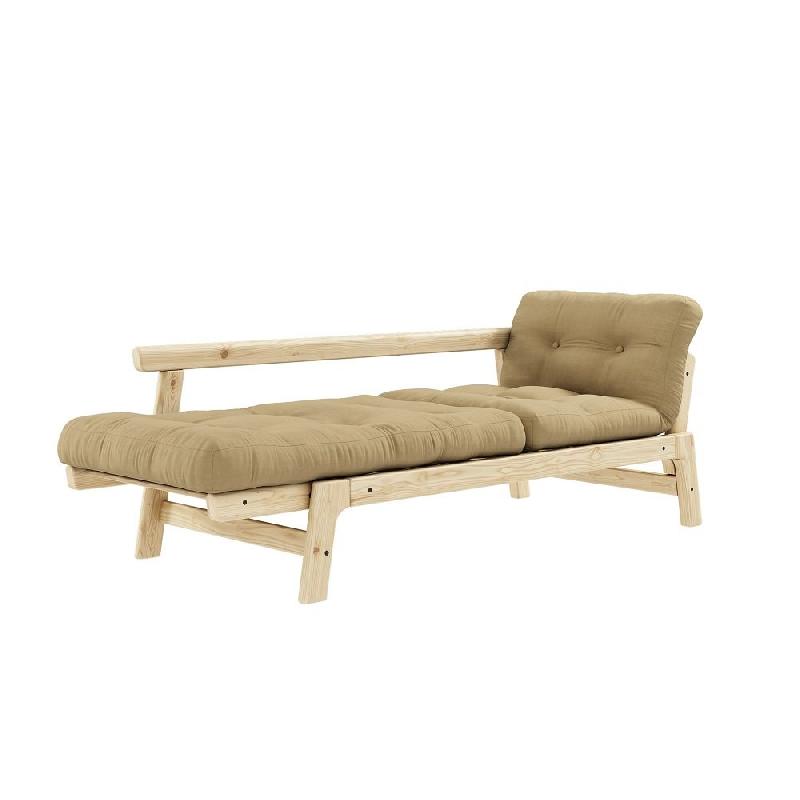Banquette convertible futon STEP en pin massif - Coloris beige blé - Couchage 70x200 cm_2