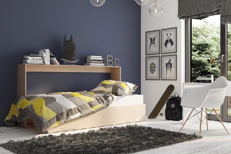 Armoire lit escamotable VERTIGO taupe mat - couchage quotidien 90 x 200 cm avec ouverture assistée_2