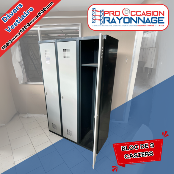 Vestiaire métallique noir 3 portes_2