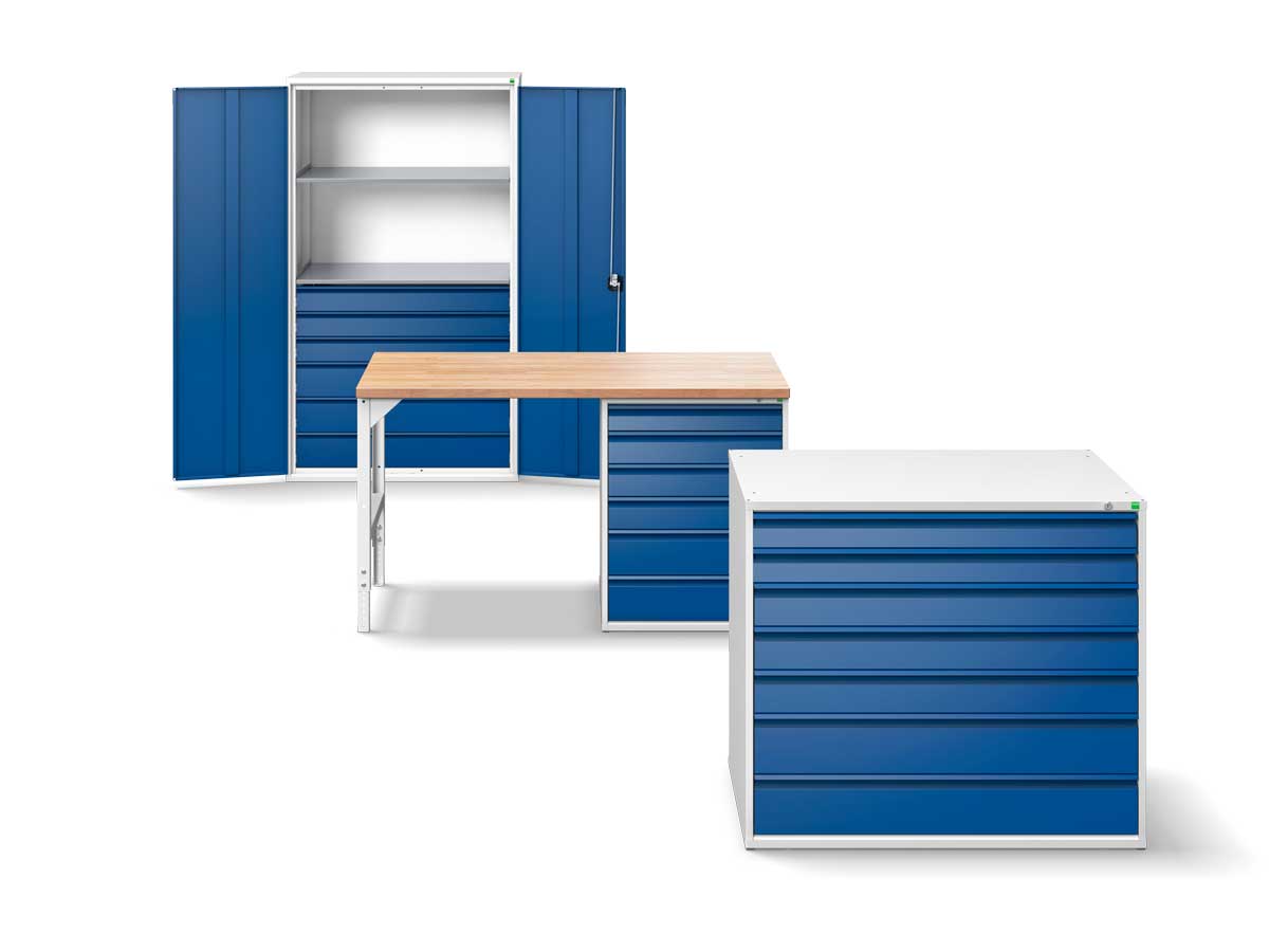 Armoires et meubles de rangement robustes pour ateliers et garages - Gamme Verso - acier soudé et modulables_2
