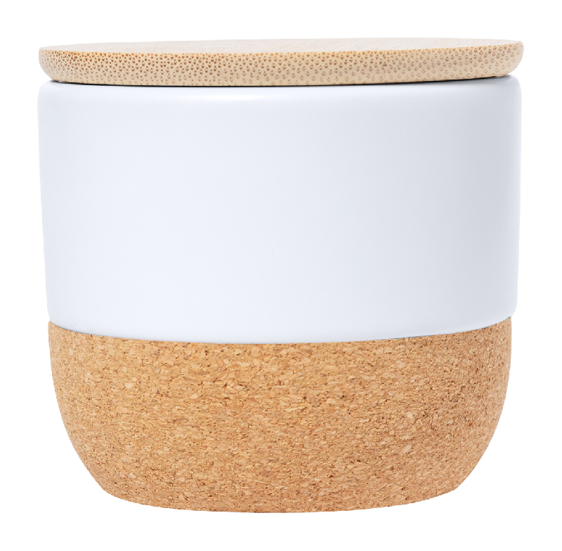 Bougie parfumée en cire végétale - parfum vanille - pot en céramique avec fond liège et couvercle en bambou - 188 gr_2