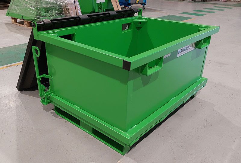 Benne à fond ouvrant 400 l avec couvercle_2