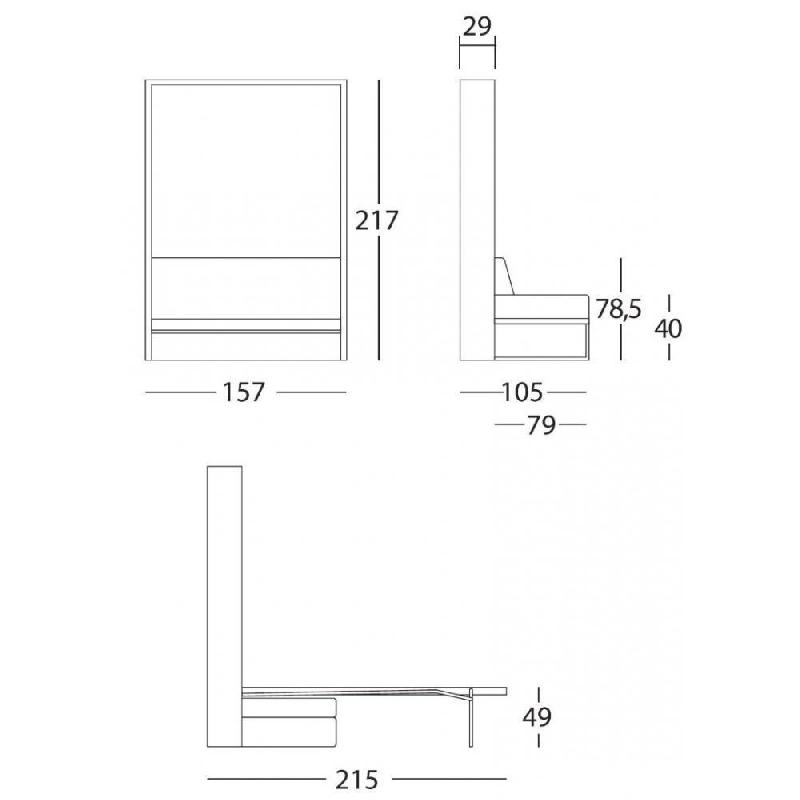 Armoire lit escamotable Houdini Slash 140 blanche mate avec canapé tissu tweed beige - cadre ultra plat et fabrication européenne_2