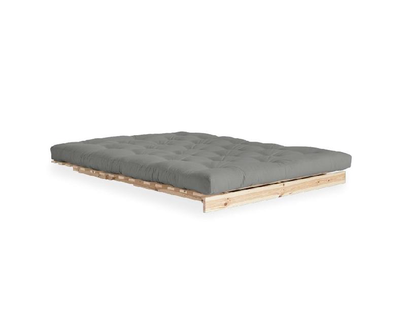 Canapé convertible futon ROOTS - pin naturel - tissu gris - couchage 160x200 cm - design japonais et scandinave - marque KARUP_2