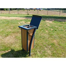 Corbeille publique traitée anti corrosion - SAULIEU - 50L avec bac en acier et panneau décoratif stratifié_2