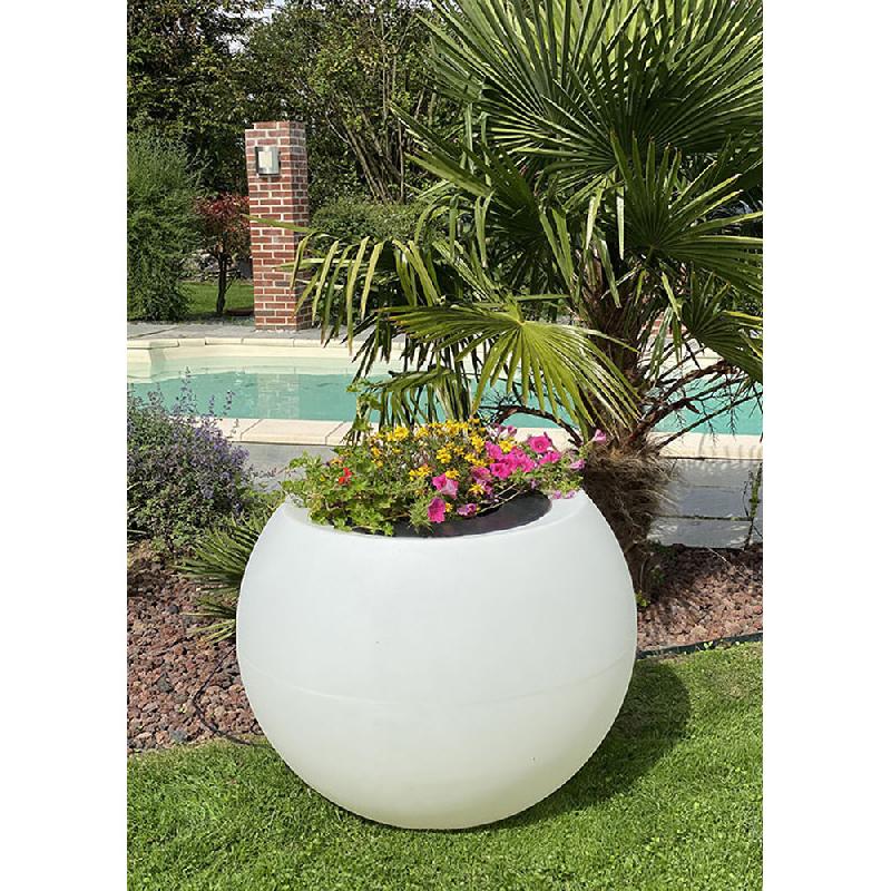Pot de fleurs rond sphérique XXL lumineux Speranza 325L - finition grainée - intérieur/extérieur - Plast'Up Rotomoulage_2