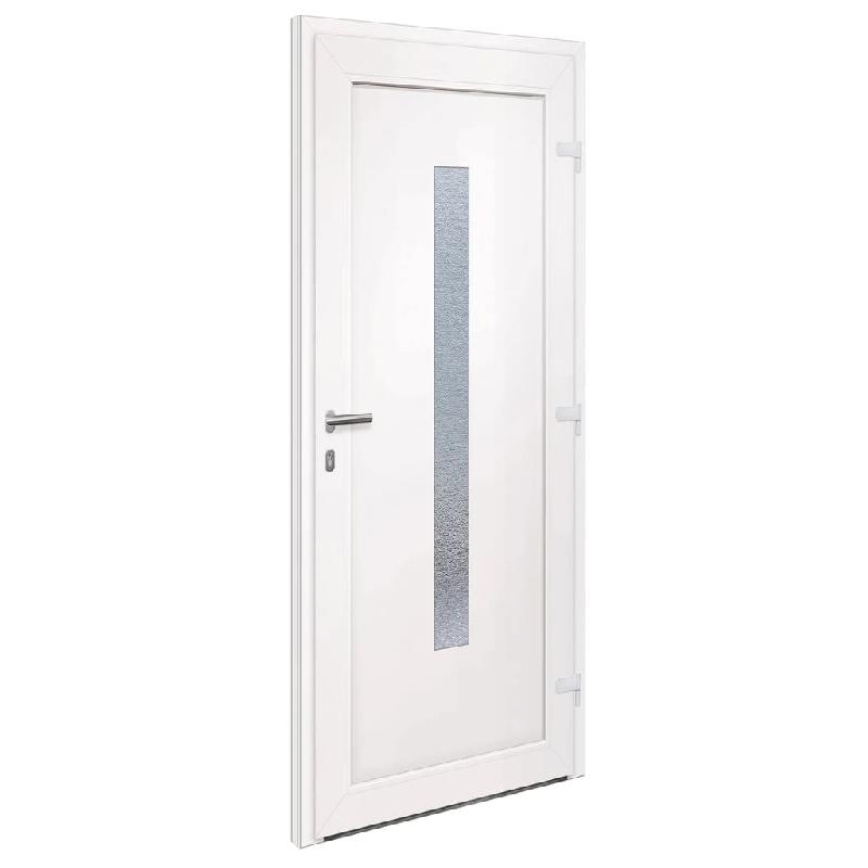 Vidaxl porte d'entrée blanc 88x200 cm pvc 3157079_2