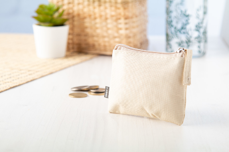 Porte-monnaie zippé en polyester 600D RPET - Labélisé RPET - Couleur rouge - 13g_2