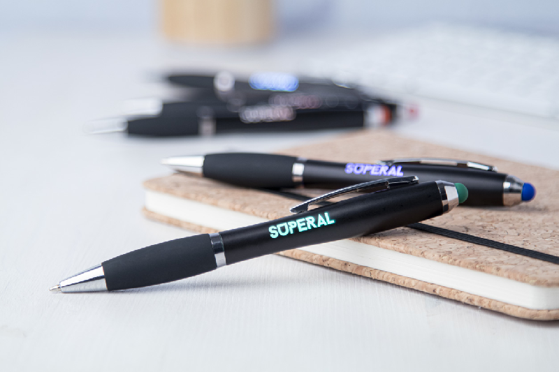 Stylo à bille stylet avec grip en caoutchouc - Led lumineuse pour gravure - Encre bleue_2