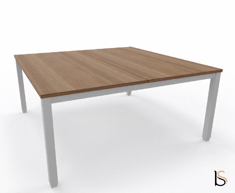 Bureau 2 personnes Tempo avec passe-câbles  - Mobel Linea - 160, Alu_3