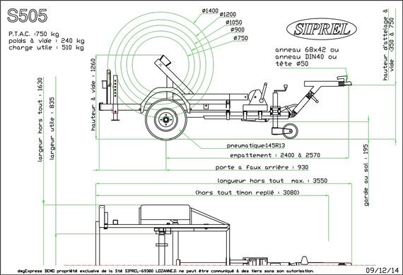 S 505  - Remorque Porte-Touret - SIPREL - Charge utile 510 Kg_2
