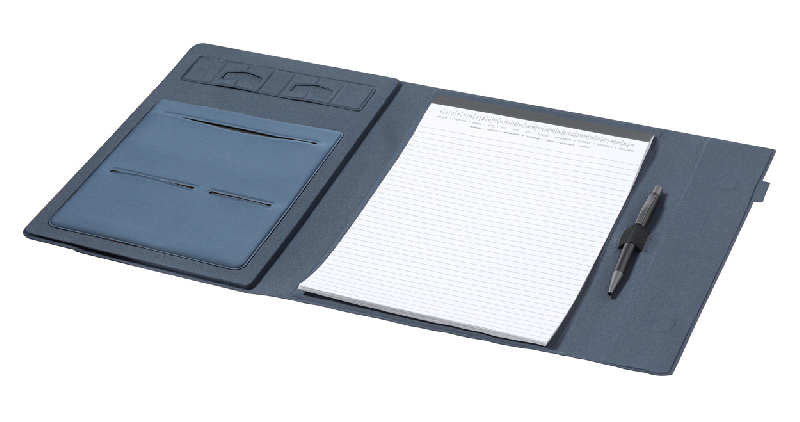 Porte-documents RPET - Polyester 600D format A4 avec support mobile pliable et bloc-notes 20 feuilles_2