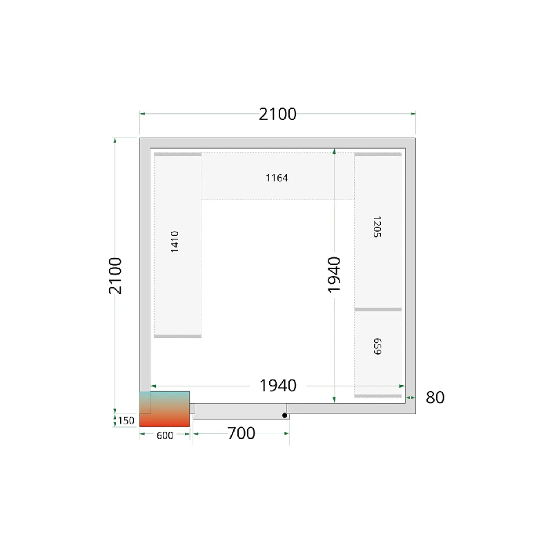 Chambre froide positive CRPF2121 Blanc 2100 x 2100 x 2200 mm TEFCOLD_2