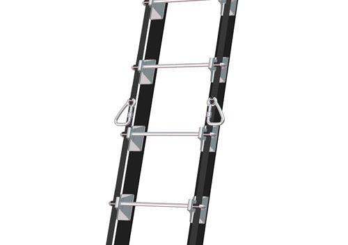 Échelle télescopique SECURECHELLE® double - barreaux décalés, point d'ancrage EN 795 classe A_2