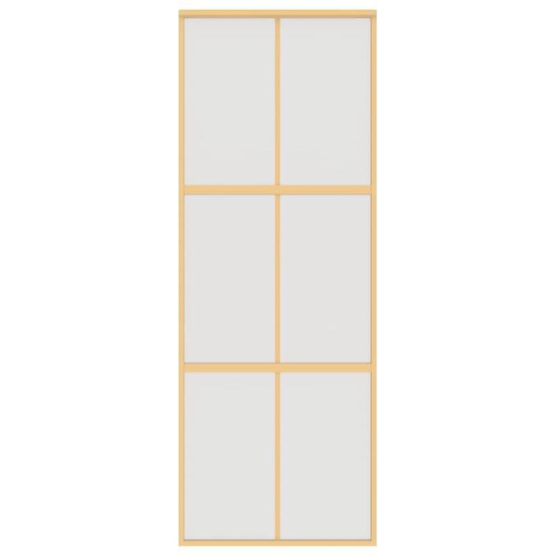 Vidaxl porte coulissante doré 76x205 cm verre esg dépoli et aluminium 155157_2